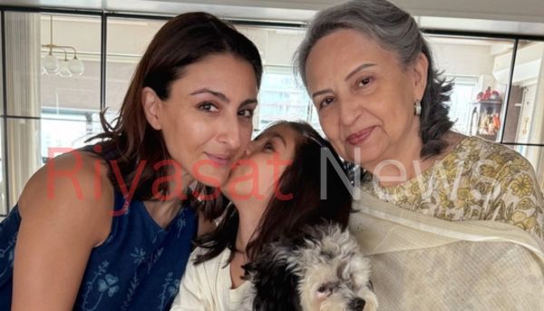 Soha Ali Khan, her mother Sharmila Tagore, and her daughter Inaaya Naumi Kemmu.